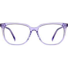 Create just the right amount of impact in these simplistic square glasses. Made from our thinnest acetate the glossy eyeglasses is both durable and lightweight. The look shines with minimal details and clean design lines so the focus is entirely on you. | Zenni Women's Square Prescription Eyeglasses Purple Plastic Stylish Glasses For Women, Purple Square, Play Clothes, Rim Design, Zenni Optical, Square Eyeglasses, Keke Palmer, Heart Face, Stylish Glasses