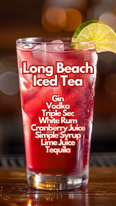 Long Beach Island Iced Tea Long Island Recipe, Long Island Iced Tea Recipe, Long Island Iced Tea Cocktail, Strong Cocktails, Bartender Drinks, Cocktail Drinks Alcoholic, Mixed Drinks Alcohol, Yummy Alcoholic Drinks, Refreshing Drinks Recipes