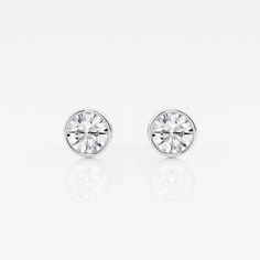 1 ctw Round Lab Grown Diamond Bezel Set Solitaire Stud Earrings 14K White Gold, EF, VS2 Travel To Europe, Solitaire Setting, Solitaire Studs, Bezel Diamond, Bezel Setting, European Fashion, Diamond Shapes, Lab Grown, Lab Grown Diamonds