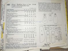 an old sewing pattern with instructions for the top and bottom, as well as measurements