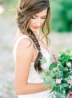 Side Braid Wedding, Casual Wedding Hair, Summer Wedding Hairstyles, Bridal Braids, Long Hair Wedding Styles, Braided Hairstyles For Wedding, Side Braid, Spring Hairstyles, Hairstyles For Long Hair