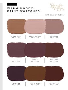 the swat list for warm and cozy paint swatches