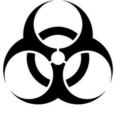 a black and white biohazard symbol on a white background