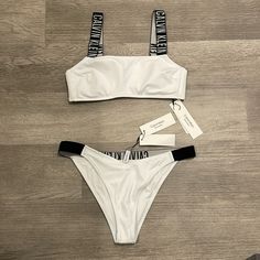 Calvin Klein White Bikini Swimsuit Buckle Closure Top New With Tags And Sanitary Panty Liner Calvin Klein Swimwear Bikinis, Calvin Klein Bikinis, Calvin Klein Swimwear, Panty Liner, Floyd Mayweather, Calvin Klein White, Calvin Klein Black, Black & White, Womens Calvin Klein