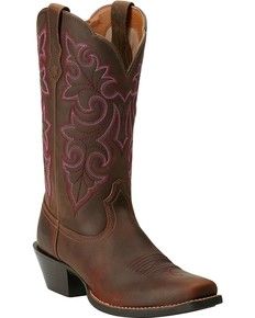 Ariat Round Up Cowgirl Boots - Square Toe, Brown Cowgirl Boots Square Toe, Ariat Western Boots, Cowgirl Boots Wedding, Classic Black Boots, Botas Western, Square Toe Cowboy Boots, Country Shoes, Square Toe Western Boots, Bota Country