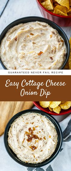 Image for Easy Cottage Cheese Onion Dip Gruyere Cheese Dip, Things To Add To Cottage Cheese, Low Calorie Dips For Chips, Blended Cottage Cheese Dip, Cottage Cheese Topping Ideas, Keto Cottage Cheese Bowls, Cottage Cheese Recipes Healthy Lunches, Cottage Cheese Dip Healthy, Cottage Cheese Toppings