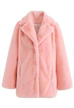 It’s soft! It’s pink! It’s not cotton candy (or a pink marshmallow) but it’s just as sweet. Throw this pretty pink faux fur coat over your dresses this winter to complete your look with a fun, girly touch of Hollywood glamour.     - Notch lapel  - Button closure through front  - Side pockets   - Lined  - 100% Polyester  - Dry clean only    Size(cm)  Length   Bust   Waist   Shoulder   Sleeves  XS              70         92       90         40            56   S                70         96       9 Pink Marshmallow, Pink Winter Coat, Pink Faux Fur Coat, Pink Fur Coat, Pink Marshmallows, Pink Fur, Pink Faux Fur, Fashion Buyer, Pink Coat