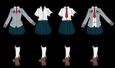 four different views of a woman's skirted shirt and jacket in various positions