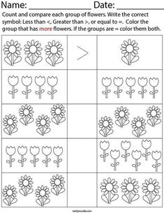 the worksheet for counting flowers