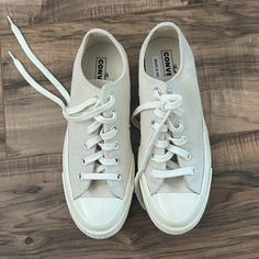 Chuck 70 Canvas Ox Sneakers - Purchased From Free People, Limited Edition. Never Worn Nor Tied. Size 7. Cream Lace-up Canvas Shoes, Casual Cream Converse Canvas Shoes, Converse Cream Lace-up Sneakers, Chuck 70, Womens Converse, Converse Shoes, Ox, Cream White, Limited Editions