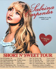 an advertisement for the short'n sweet tour featuring taylor swift and other country pop stars