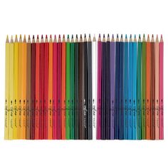 colored pencils lined up in rows with the words,'i love to write on them