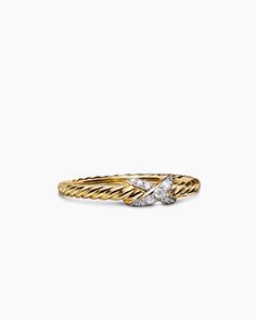 David Yurman | Petite X Ring in 18K Yellow Gold with Diamonds, 2.2mm Yurman Ring, David Yurman Ring, X Ring, Twisted Band, Charm Rings, Platinum Metal, Diamond Wedding Band, Jewelry For Her, Pinky Ring