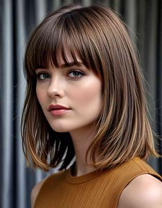 33 Stunning Layered Hair With Curtain Bangs Styles You Need To Try! - Glamour Corner Bobbed Hairstyles With Fringe, Highlights For Dark Brown Hair, Long Face Hairstyles, Long To Short Hair, How To Style Bangs, Long Black Hair, Haircuts With Bangs, American Beauty