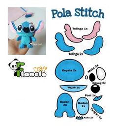 the instructions for how to make an adorable stitcher doll with blue and pink colors