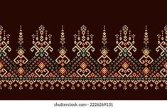 a cross stitch pattern with different colors and patterns on dark background, suitable for wallpaper or