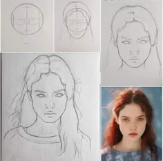 four different types of faces are shown in this drawing class photo provided by the artist