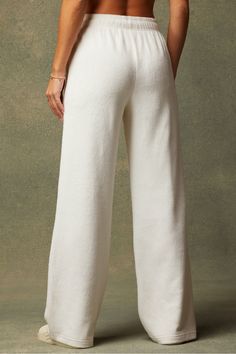 Cozy Cord High-Waisted Wide Leg Pant Fabletics white female Activewear >> Womens >> Bottoms >> Pants & Joggers >> Joggers regular Everyday Trendy Fits 2024, Waffle Knit Pants, Clothes To Get For Christmas, Pants Trend 2024, Cute Pants For School, Cream Wide Leg Pants Outfits, Christmas List Inspo, Lounge Pants Outfit, Wide Leg Sweatpants Outfit