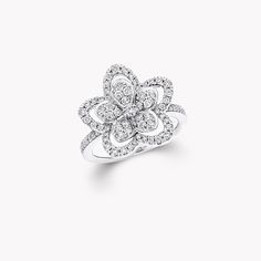 Wild Flower Diamond Ring Traditional English Garden, Triple Diamond Ring, Wild Flower Garden, Pear Shaped Diamond Ring