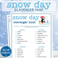 a snow day scavenger hunt is shown