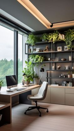 Relaxing Home Office Ideas, House Office Design, Desk Inspo, Modern Home Office