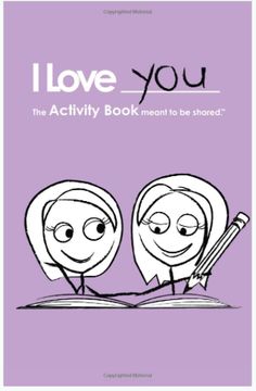 i love you activity book with two cartoon characters on the front and back cover, in blue