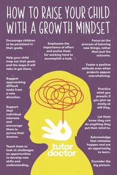 an info poster with the words how to raise your child with a growth mindset