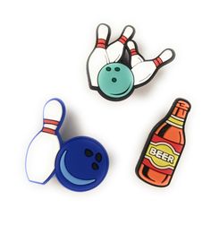 three different types of bowling pins and bottle openers