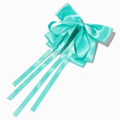 Pastel Teal Long Ribbon Bow Barrette Hair Clip Teal Hair Accessories, Crown Hair Clip, Pastel Teal, Starlight Glimmer, Piercing Kit, Flower Crown Hairstyle, Everyday Hair, Teal Ribbon, Bow Barrette