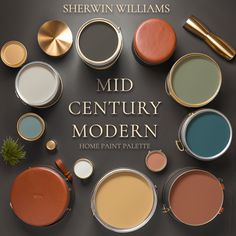 an advertisement for sherylin williams's mid century modern home paint palettes