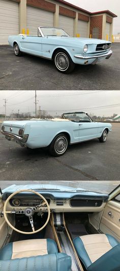 an old car is parked in a parking lot