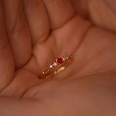 Dainty Ruby Gold Ring, July Birthstone Rings, Ruby Diamond Ring, Red Ruby Stacking Ring, Genuine Ruby Rings, Graduation Ring, Casual Rings We use the highest quality moissanite! Moissanite: ✦ Color: D Colorless ✦ Clarity: VVS1 OR All our diamonds are 100% natural. We use only conflict-free diamonds and gemstones. Diamond: ✦ Color: F-G ✦ Clarity: SI1-VS ✦PRODUCT DETAILS✦ → center stone: natural ruby → accent stone: diamonds Also available in other colored gemstones upon request. Please get in tou Red Ruby Rings, Ring With Ruby, Red Birthstone Ring With Round Band, Red And Gold Ring, Red Birthstone Stackable Rings Fine Jewelry, Gold Ring Ruby Stone, Red 14k Gold Stackable Rings As Gift, Red Round Band Stackable Rings As Gift, Red Stackable Round Band Rings As Gift