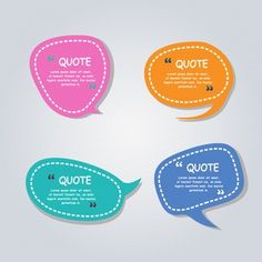 four different colored speech bubbles with the words quote in each one, and an empty space for