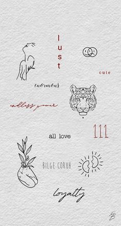 an image of some type of writing on paper with animals and other things in it