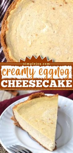 Eggnog Cheesecake, christmas desserts, holiday baking recipes, sweet treats Baking Recipes Sweet, Cheesecake Christmas, Easy Holiday Baking, Desserts Holiday