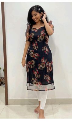 Organza Kurti Designs Latest, Organza Kurti Designs, Beautiful Winter Outfits, Chudidhar Designs, Organza Kurti