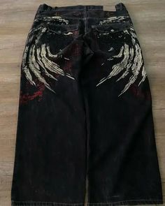 Baggy Aesthetic, Jnco Jeans, Hip Hop Jeans, Street Jeans, Y2k Jeans, Denim Pants Mens, Denim Decor, Retro Jeans, Jeans Y2k