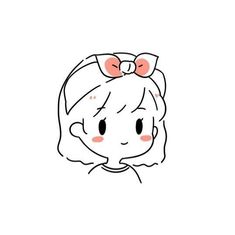 a drawing of a girl with a bow in her hair and wearing a white shirt