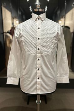 white pintex tuxedo shirt with cutdana work for mens to wear in wedding parties - specially designed by Vestidoz by Renu-Ka-Shivam, Tuxedo shirt, Formal Trousers For Men, Latest Kurta Designs, Cutdana Work, Stylish Shirts Men, Tuxedo Shirt Men, Gents Kurta Design, Fancy Shirt, Gents Kurta, Mens Dress Shirts