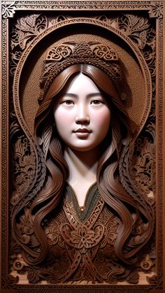 Girl With Wavy Hair, P Tattoo, Cnc Engraving, Actress Without Makeup, Female Head, Japon Illustration, Carving Art, Plaster Art, Anatomy Drawing