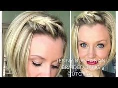 How to braid your bangs with short hair - YouTube Braided Bangs Tutorial, Bangs With Short Hair, Come Intrecciare, Kort Bob, How To Braid, Braided Bangs, Short Braids, Peinados Fáciles Para Cabello Corto, Short Hair Tutorial