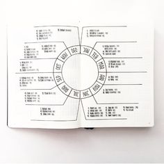 an open notebook with a diagram on the front and back pages in black ink, sitting on top of a white surface