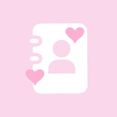 a pink and white icon with two hearts on the bottom right hand corner that says, i love you