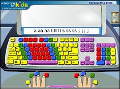 a computer keyboard with colorful keys on it and two hands touching each other's keys