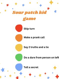 a poster with the words sour patch kid game