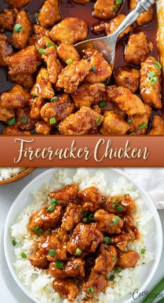 firecracker chicken over white rice Chinese Thanksgiving, Extra Crispy Fried Chicken, Crispy Fried Chicken Breast, Asian Entrees, Firecracker Sauce, Cultural Foods, Firecracker Chicken, Country Food, Chicke Recipes