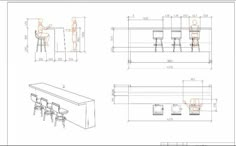 an architectural drawing shows the various seating areas for people to sit at and stand in