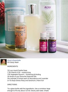 DIY body wash Diy Body Wash, Homemade Body Wash, Essential Oil Beauty, Young Living Essential Oils Recipes, Wash Hair, Yl Essential Oils, Diy Body Care, Essential Oils Recipes