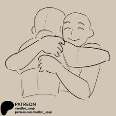 a drawing of two people hugging each other with the words pateron written on it