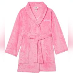 Fabric Type 100% Polyester Care Instructions Air Dry Only Origin Plush Robe Easy Fit Belted Robe, Hanging Loop 34.5" Body Length Patch Pockets, Partially Made From Recycled Materials Light Pink Fluffy Dressing Gown, Pink Fluffy Robe, Fuzzy Robe, Vs Pink Hoodie, Belted Robe, Pink Socks, Matching Leggings, Pink Sports Bra, Everything Pink